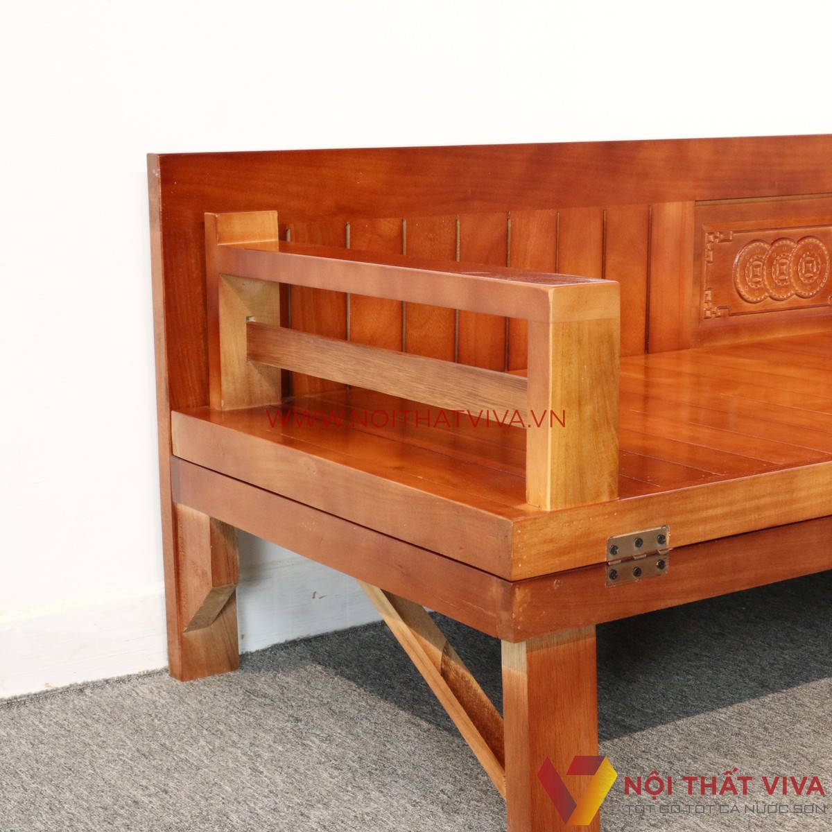 Ghế Gấp Trường Kỷ Gỗ Xoan Mở Ra Thành Giường 1m9x1m4 Bền Đẹp