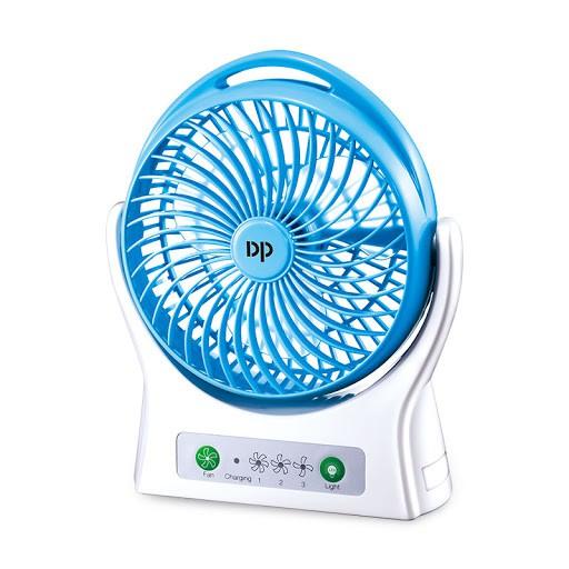 Quạt sạc PIN công suất lớn để bàn nội địa Trung Quốc có đèn LED, 3 chế độ gió khay pin rời dễ dàng thay thế