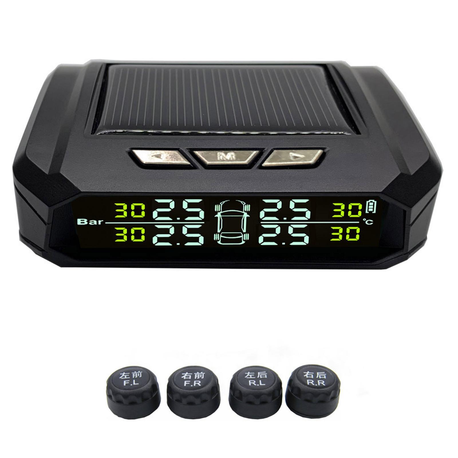 Tire Pressure System Solar USB LCD Display External Sensors