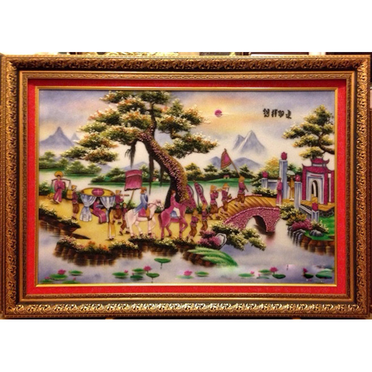 Tranh đá quý , Vinh quy bái tổ - TD018