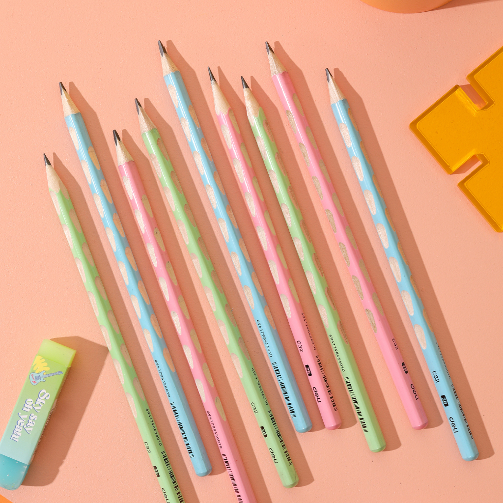 Hộp 30 Bút Chì Định Vị 2B Màu Pastel Nét Rõ Ràng Viết Mượt Mà Deli - Phù Hợp Văn Phòng Ghi Chép Take Note Học Sinh Tập Viết Ghi Bài