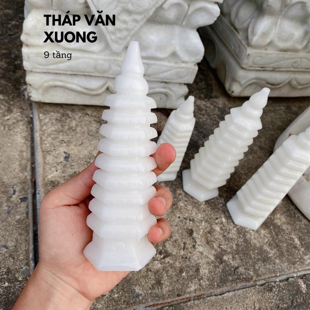 Tháp Văn Xương 9 Tầng Đá Trắng - Cao 15cm &amp; 20cm