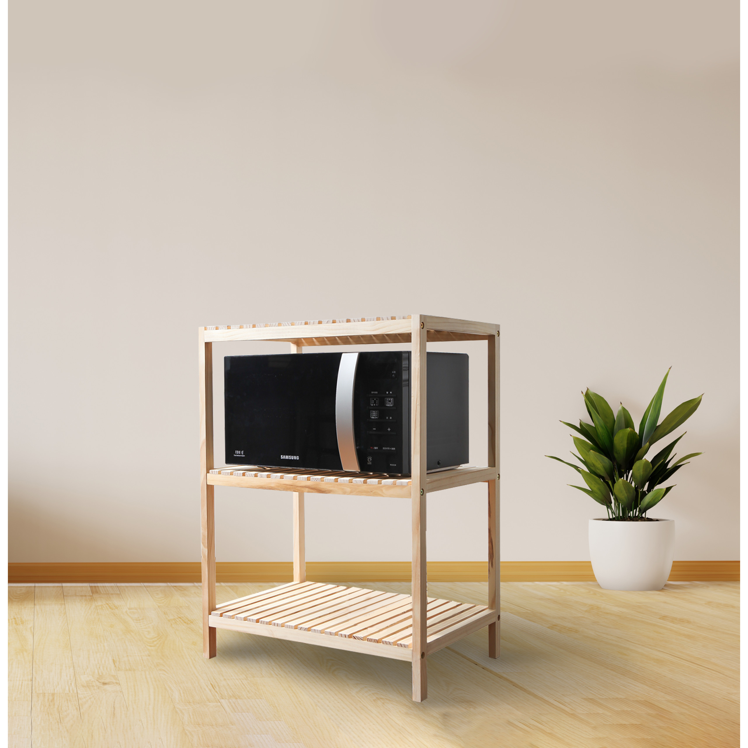 KỆ ĐỂ LÒ VI SÓNG 3 TẦNG HÀN QUỐC MÀU GỖ TỰ NHIÊN - OVEN RACK 3F NATURAL