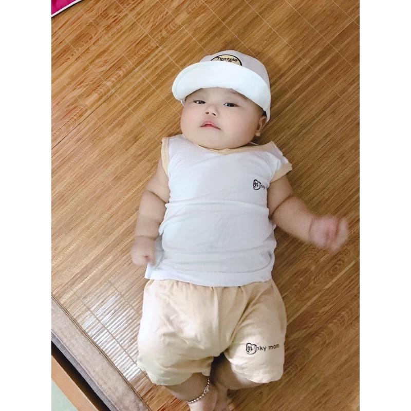 Bộ thun cộc ba lỗ minky mềm mịn siêu xinh cho bé
