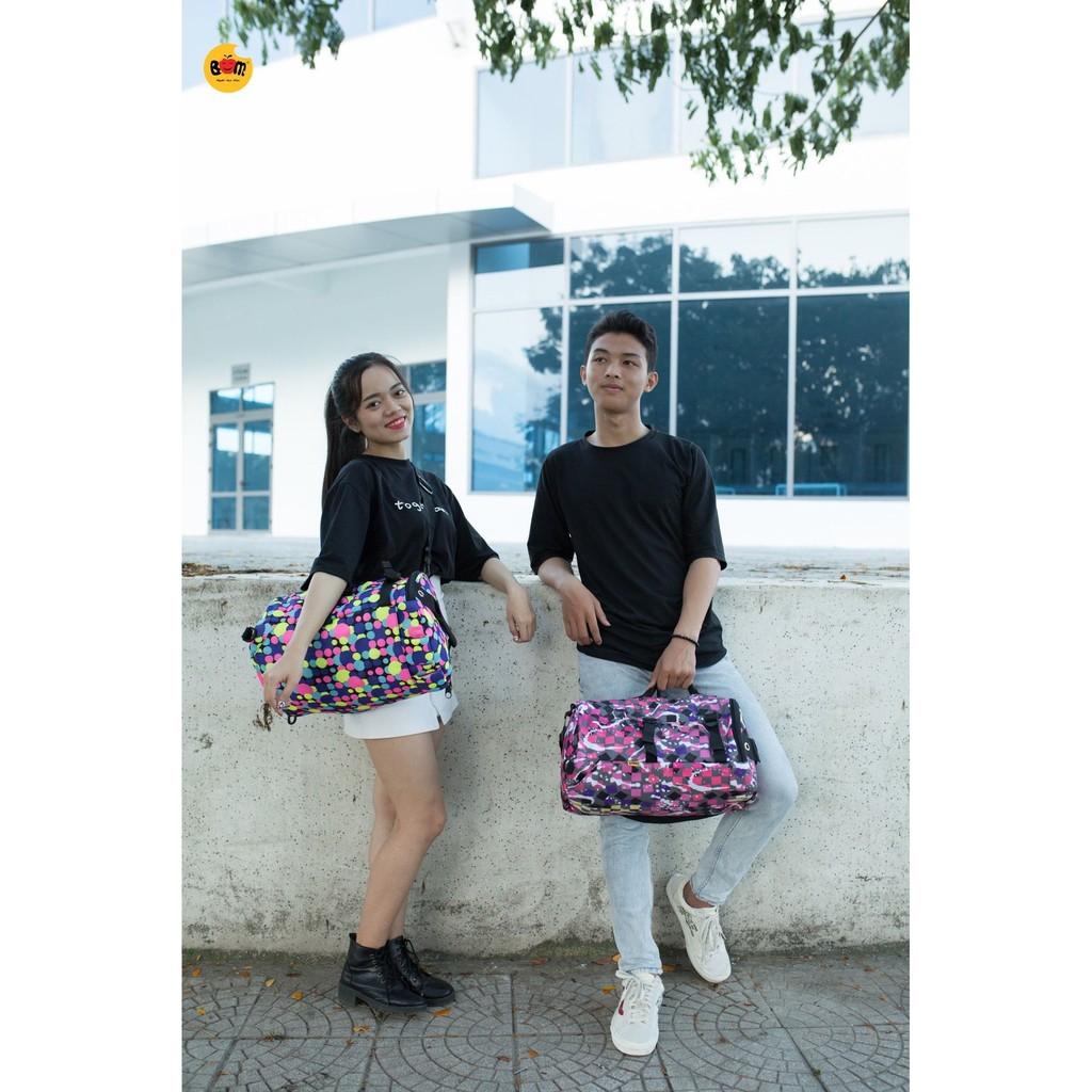 Balo thời trang form trống, chất vải dù họa tiết - BOM