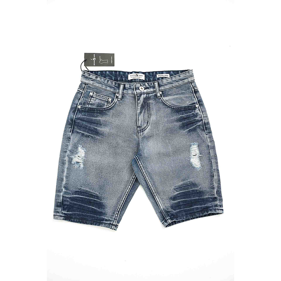Quần Short Jeans Nam Cao Cấp HUNTER X-RAYS Form Slimfit Cotton màu Xanh Rách S42