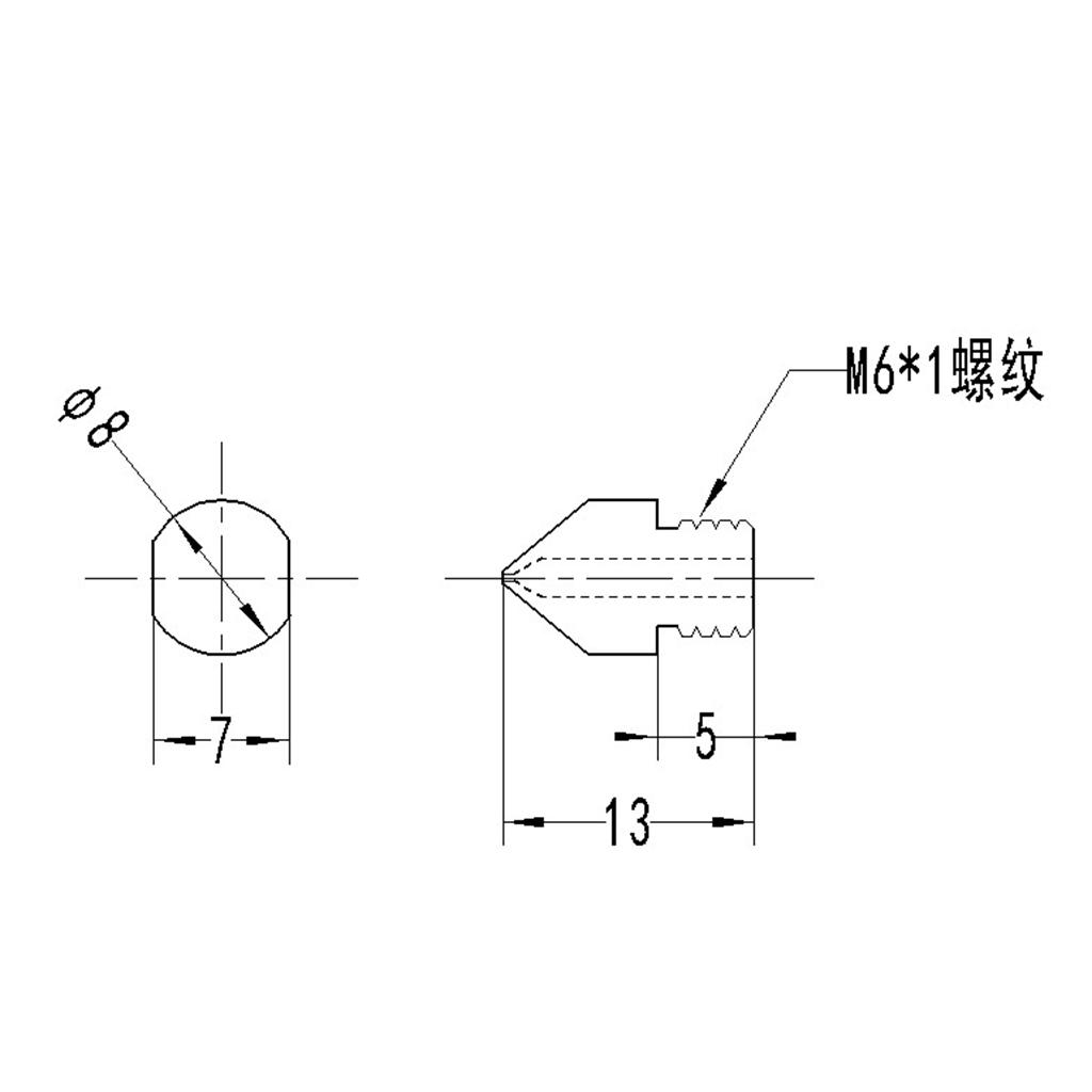 0.3mm Brass Nozzle for 1.75mm 3D Printer Head Hotend Extruder Accessories