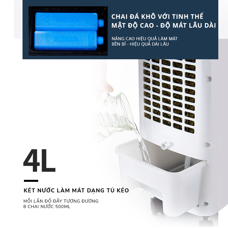 Quạt điều hòa hơi nước Mini Kaisa Villa JD-8096 – Dung tích 4 lít, Vận hành êm ái - Hàng chính hãng