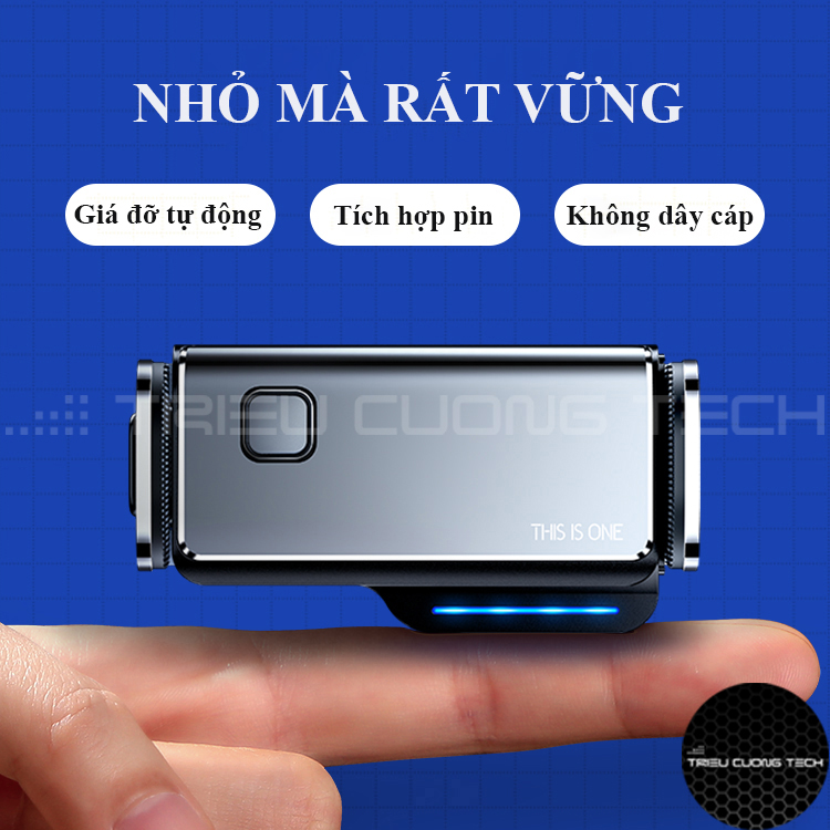 Giá Đỡ Điện Thoại Xe Hơi Ô Tô Hợp Kim Nhôm - Nút Ấn Thông Minh - Tư Do Xoay Chuyển 360 Độ - Kẹp Cánh Thông Gió Điều Hòa Hoặc Dùng Đế Hit Kèm Theo - Mini Nhỏ Gọn Tiện Lợi - Triều Cường Tech - Hàng Chính Hãng