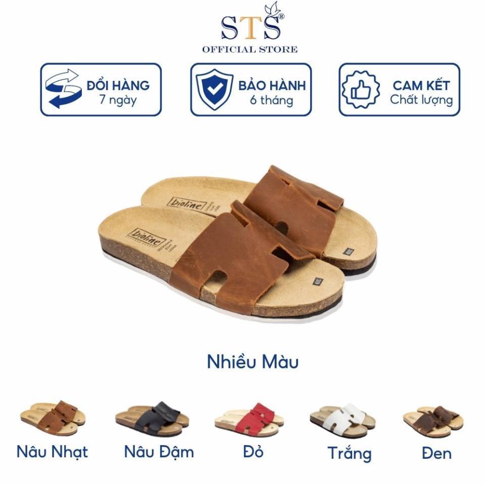 Dép đế trấu DA BÒ THẬT NGUYÊN TẤM bản rộng unisex birken hàng xuất khẩu cao cấp ST04 BH 6 tháng