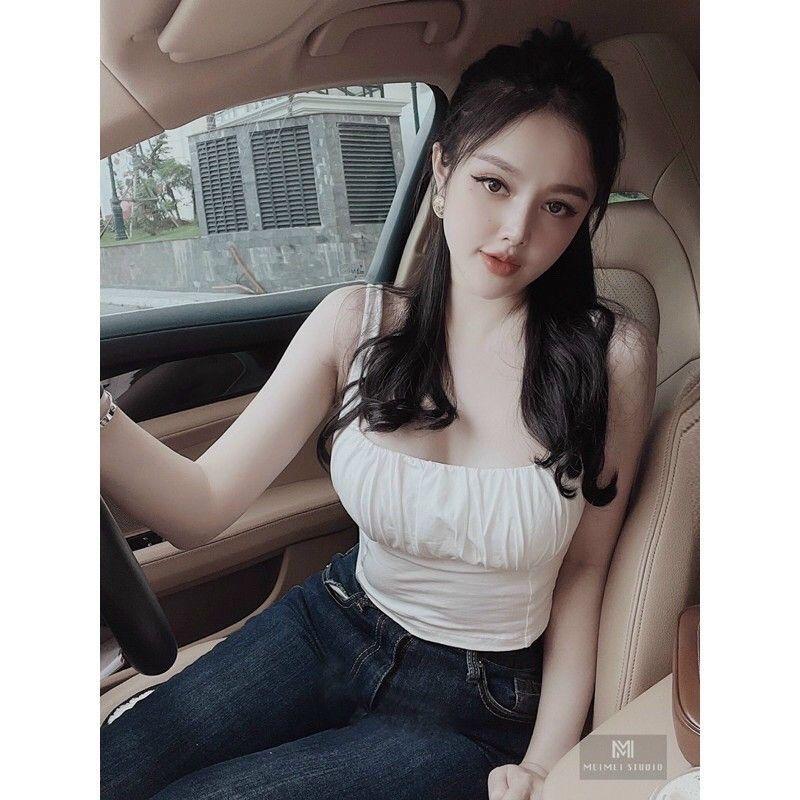 Áo 3 lỗ croptop rúm xinh nhiều màu