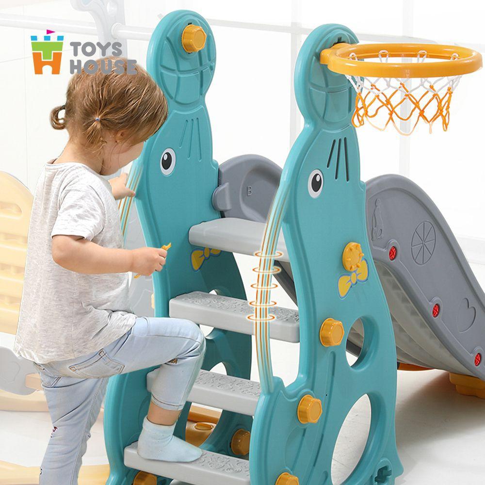 Xích đu kèm khung bóng rổ và cầu trượt, đồ chơi vận động cho bé Toys house WM19020, hàng chính hãng cao cấp