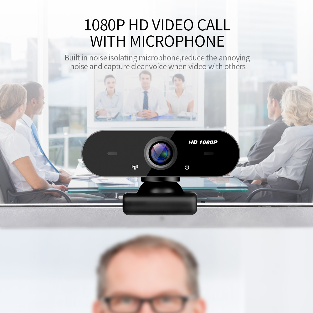 Webcam độ nét cao bằng tay lấy nét bằng tay USB với micrô cách ly tiếng ồn cho máy tính xách tay / PC 1080P