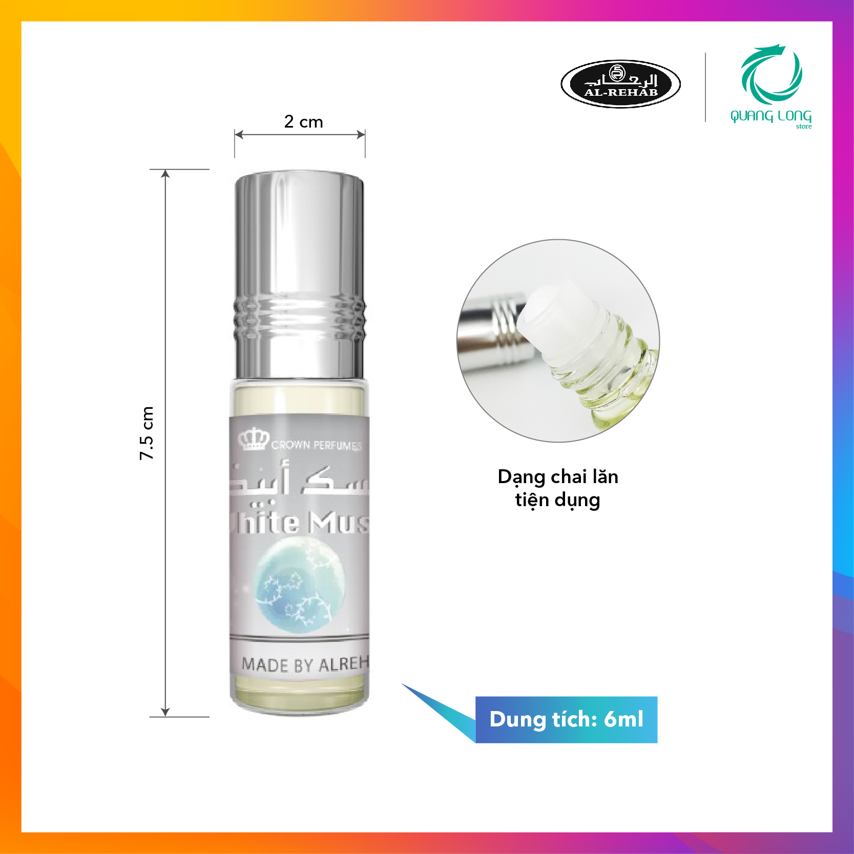 Tinh dầu nước hoa Dubai_ WHITE MUSK Al-Rehab_ UNISEX (Hàng chính hãng)