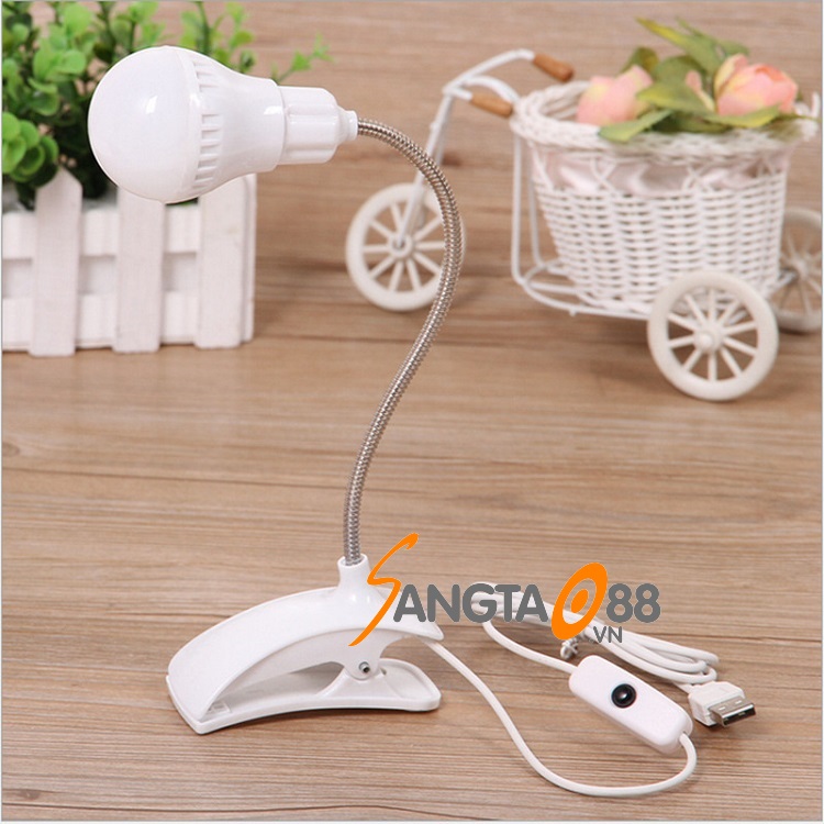 Đèn led mini để bàn học sáng trắng cắm USB, thân uốn dẻo điều chỉnh hướng đa năng (Tặng 2 nút kẹp dây điện cao su- giao màu ngẫu nhiên)