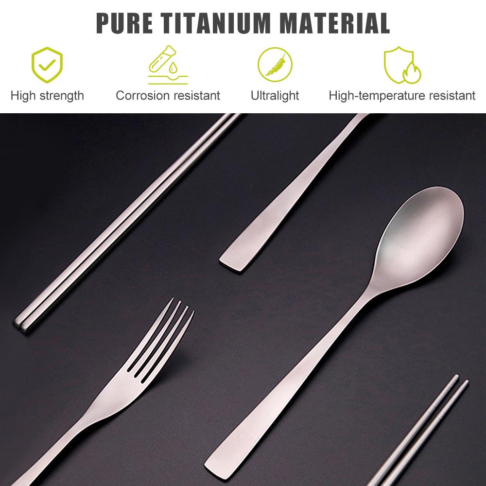 Bộ dụng cụ muỗng đũa nĩa titanium chắc chắn để đi cắm trại và picnic