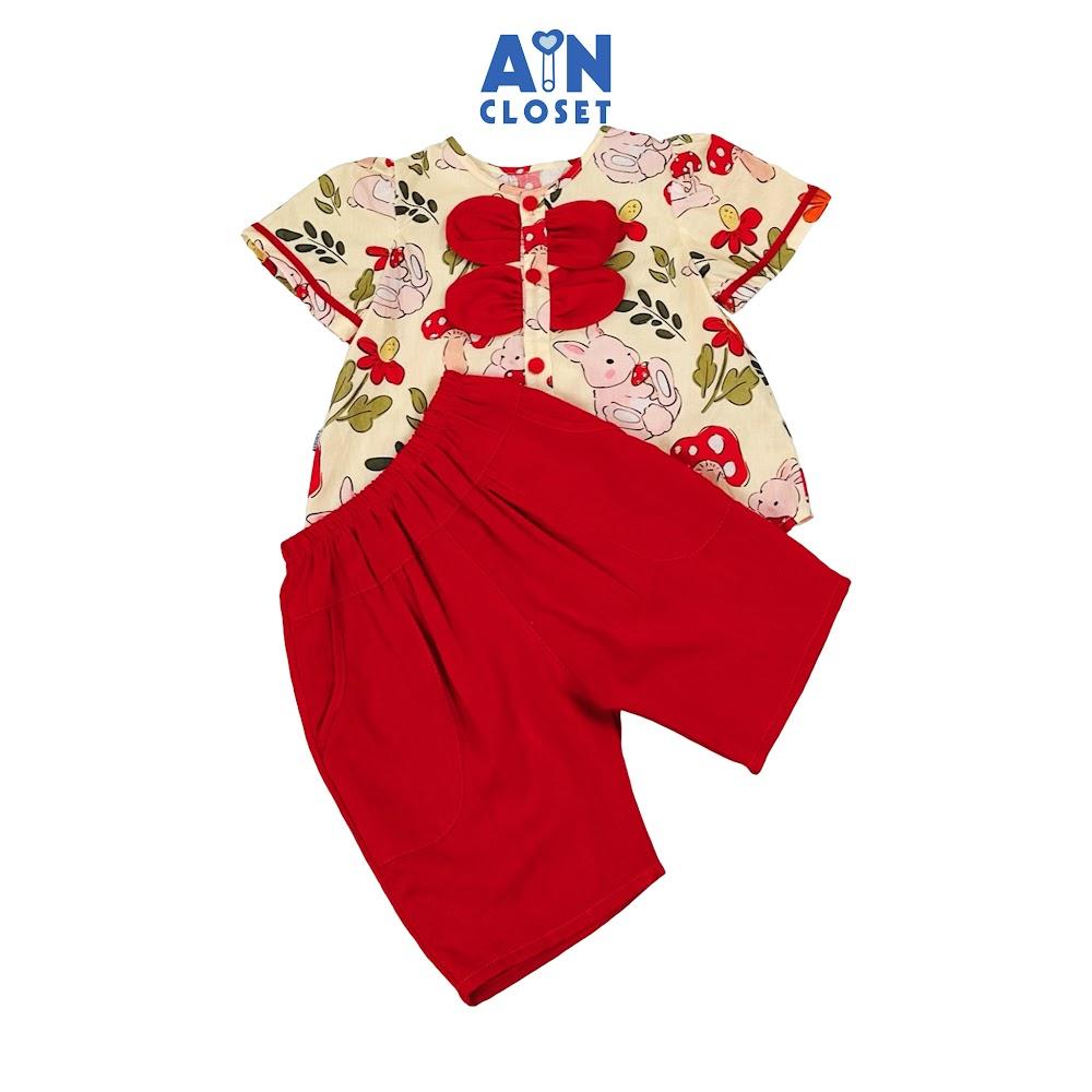 Bộ quần áo Lửng bé gái họa tiết Nấm Đỏ cotton - AICDBGEWGVPN - AIN Closet