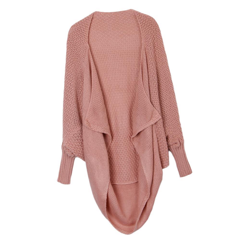 Womens Solid Cardigan Slouchy Loose Sweater Batwing Long Sleeve Chunky Knitted Front Open Outwear
