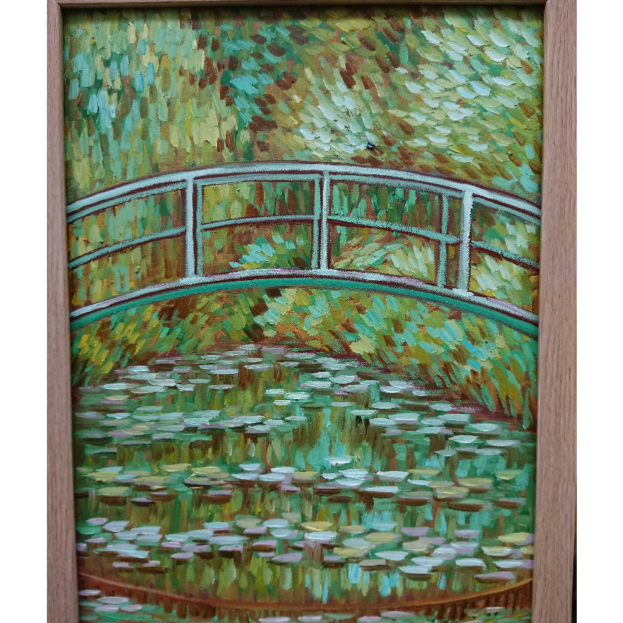 Tranh Sơn Dầu Vẽ Tay 30x40cm -  Cầu Nhật Bản (Monet)