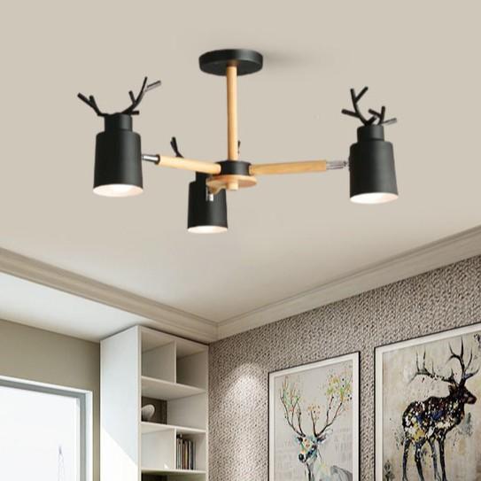 Đèn chùm NOTERSE sừng hươu 3 tay kiểu dáng độc đáo, hiện đại - kèm bóng LED chuyên dụng