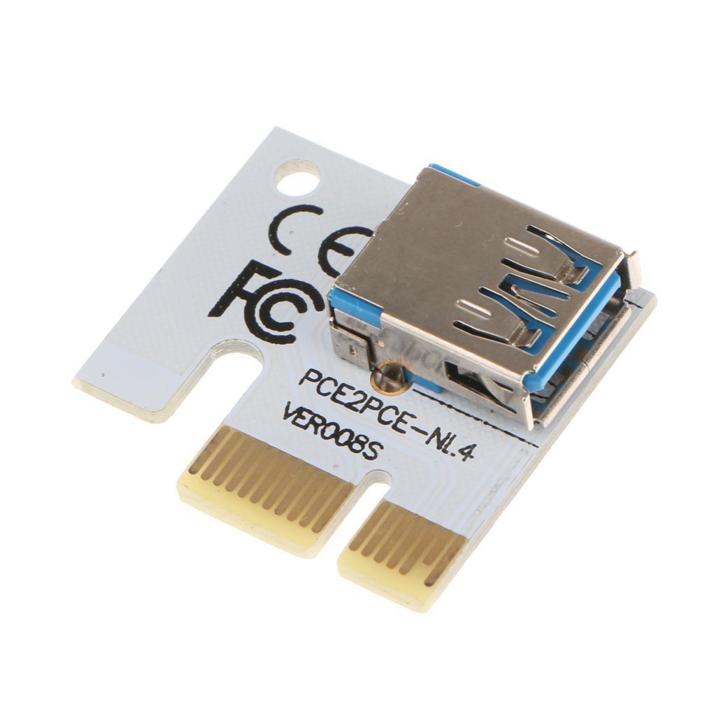 008S PCI-E Express 1x to16x Extender Riser Card Adapter with USB3.0 Cable