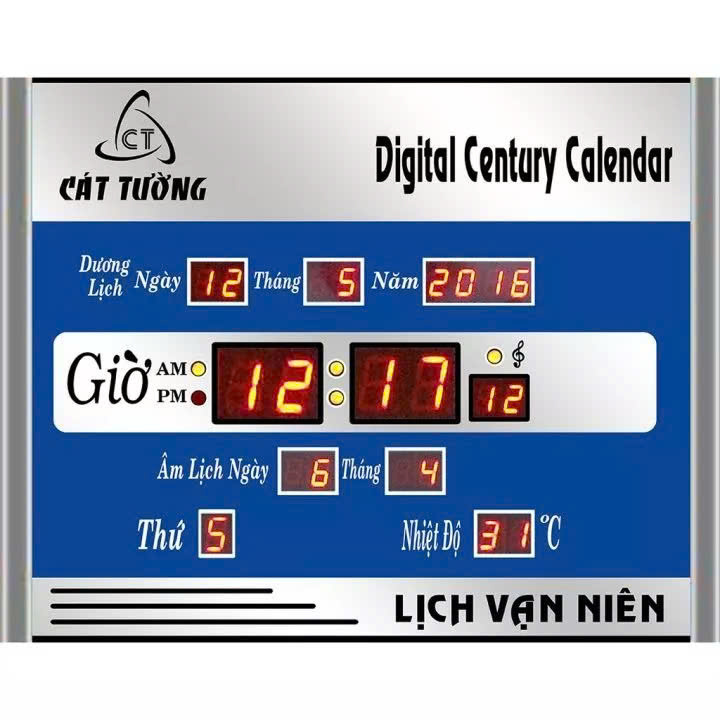 Đồng Hồ LED Treo Tường Kèm Lịch Vạn Niên Cát Tường – Loại Cao Cấp, Siêu Bền, Size Lớn 40x30cm