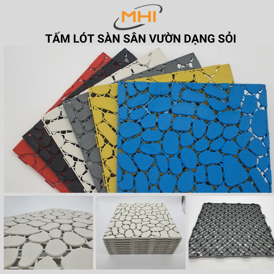 Vỉ Nhựa Lót Sàn Ban Công Kiểu Viên Sỏi. Tấm nhựa lót sàn Nhà Tắm/Hồ Bơi/Sân Thượng/Sân Vườn. Hàng VNXK