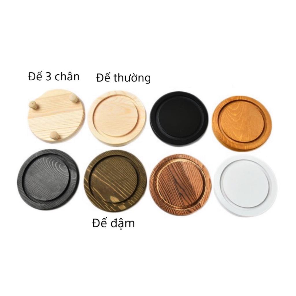 Chụp thủy tinh đế gỗ chống bụi, trang trí trái tim, chim, thỏ, noel - đậy nến thơm Candle Cup, BBW