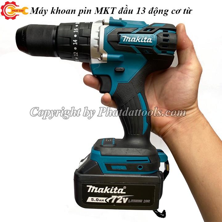 Máy khoan pin búa MAKITA 72V đầu kẹp 13mm động cơ từ-2 pin 10 cell-Tặng kèm bộ phụ kiện 21 chi tiết-Bảo hành 6 tháng