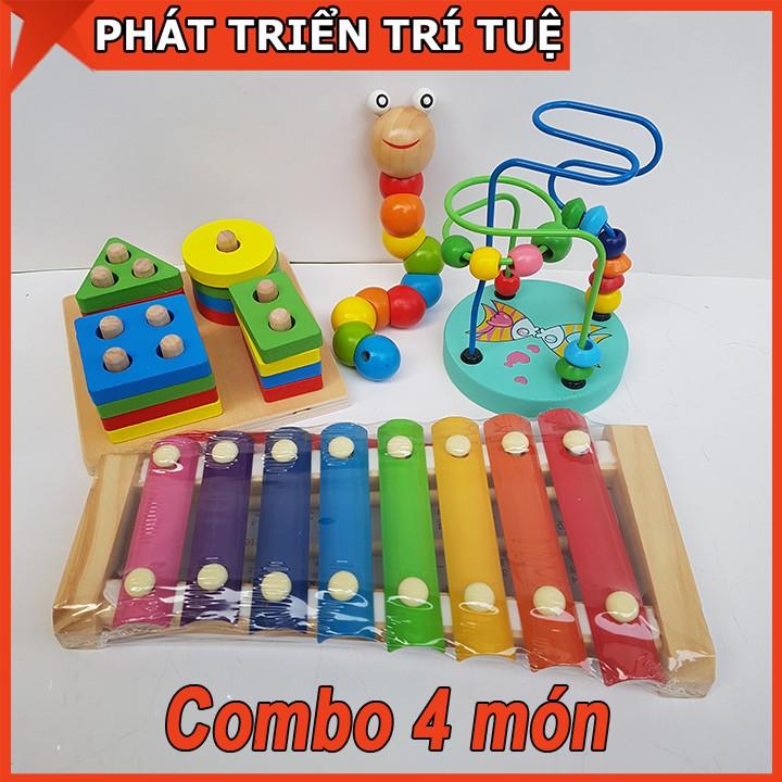 Combo Đồ Chơi Gỗ Phát Triển Trí Tuệ Cho Bé Vừa Chơi Vừa Học