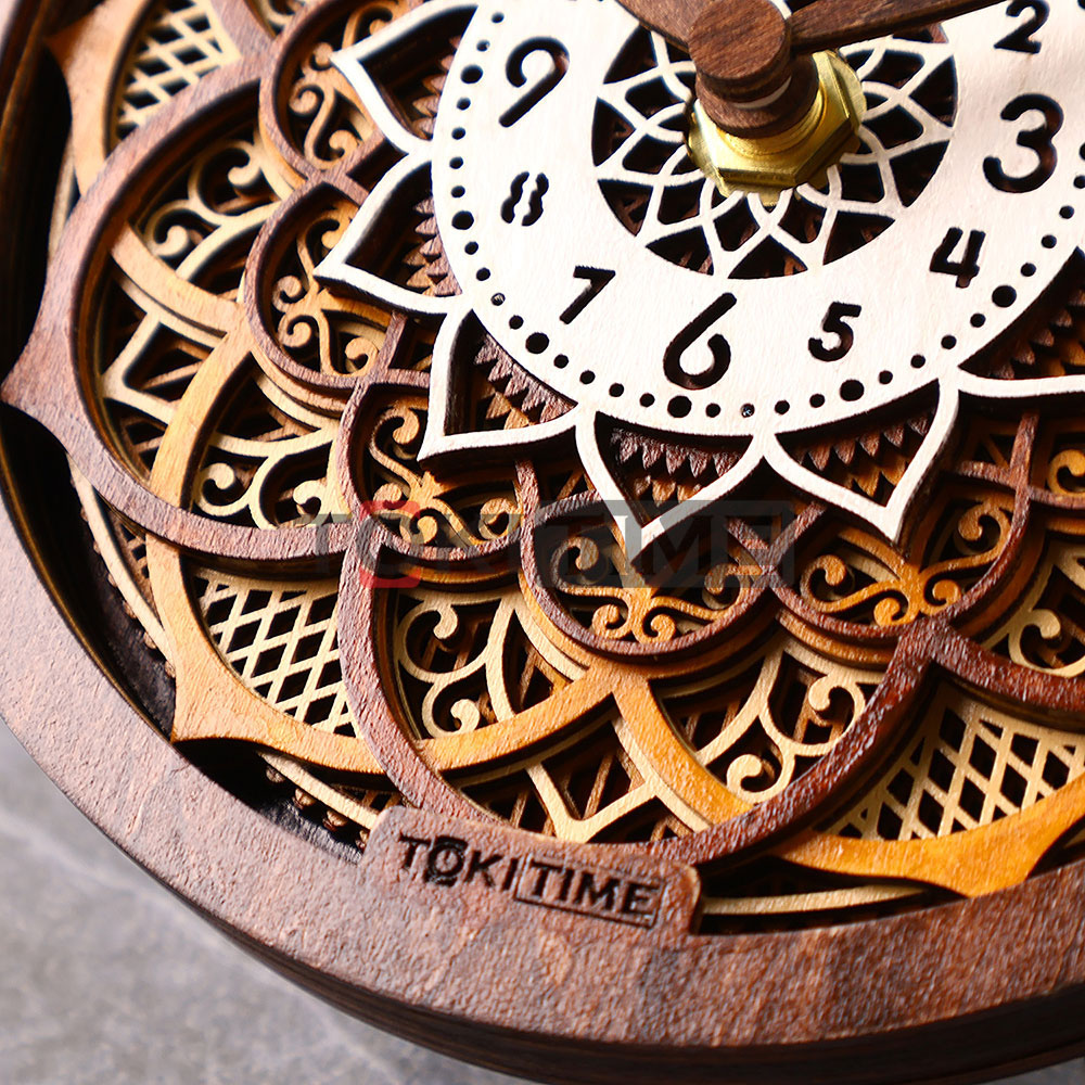 Đồng hồ gỗ 3D nghệ thuật – Đồng hồ để bàn trang trí – Máy kim trôi không ồn – Quà tặng độc đáo