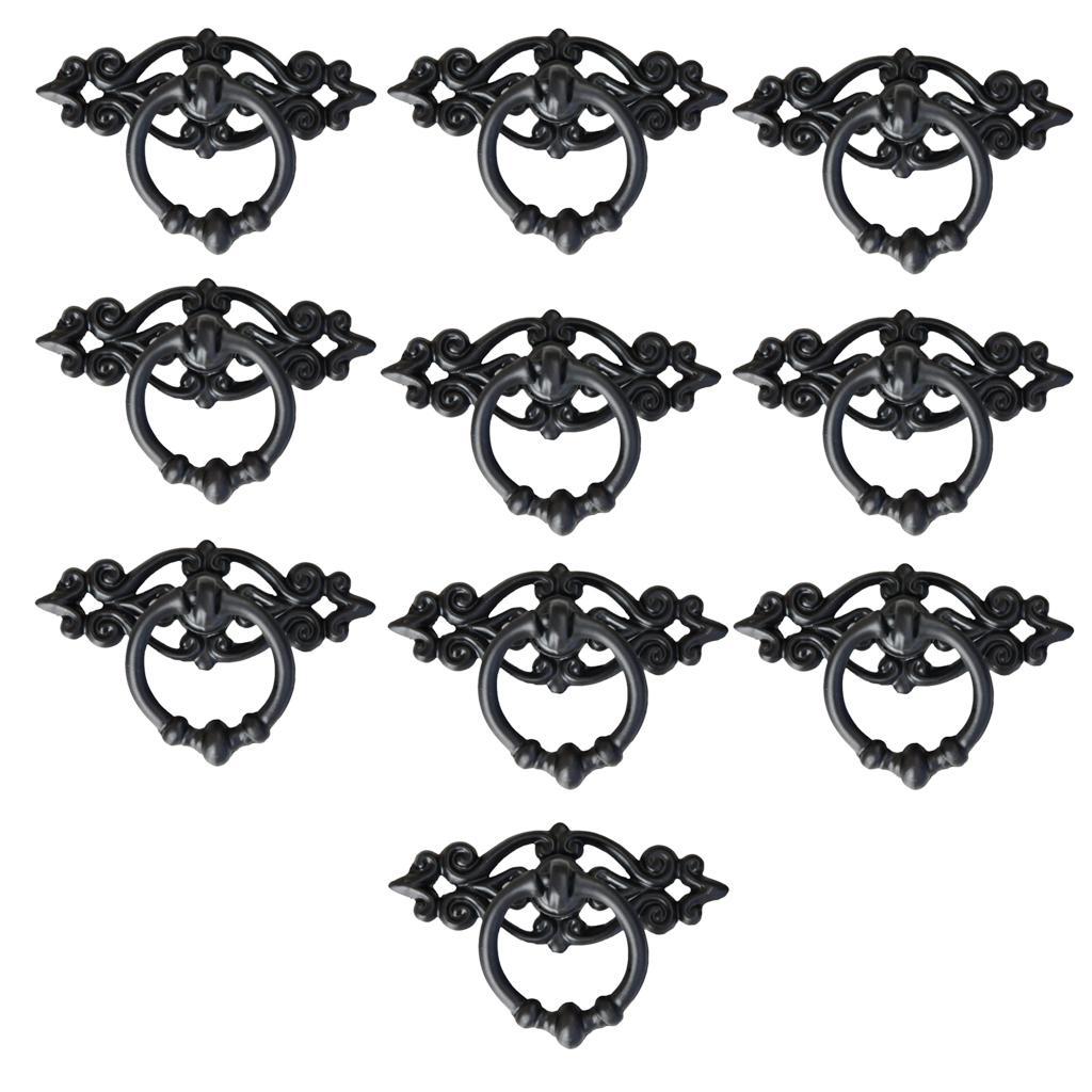 10x Vintage Black Wardrobe Cabinet Door Cupboard Drawer Pull  Handle Knobs
