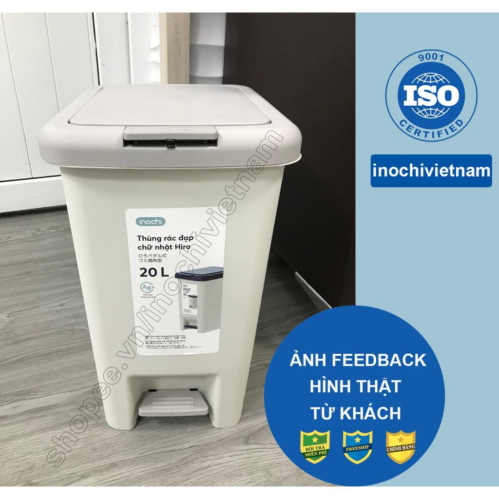 Thùng rác inochi Nhựa Đạp Chân Nắp Đậy Chữ Nhật inochi 10 15 20 30 Lít