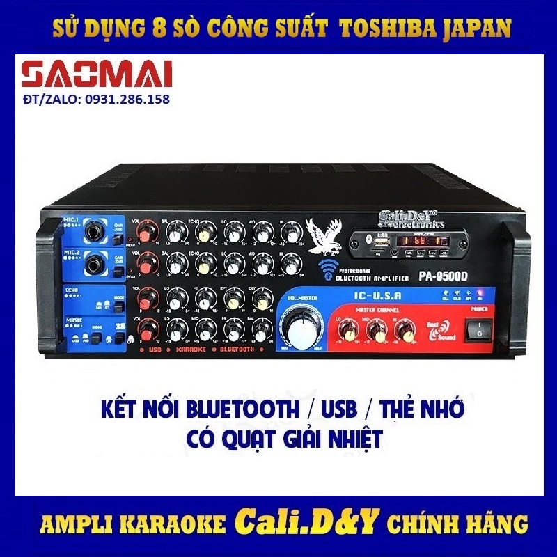 Amply USB Bluetooth Karaoke nghe nhạc Cali.D&Y PA-9500D - hàng chính hãng