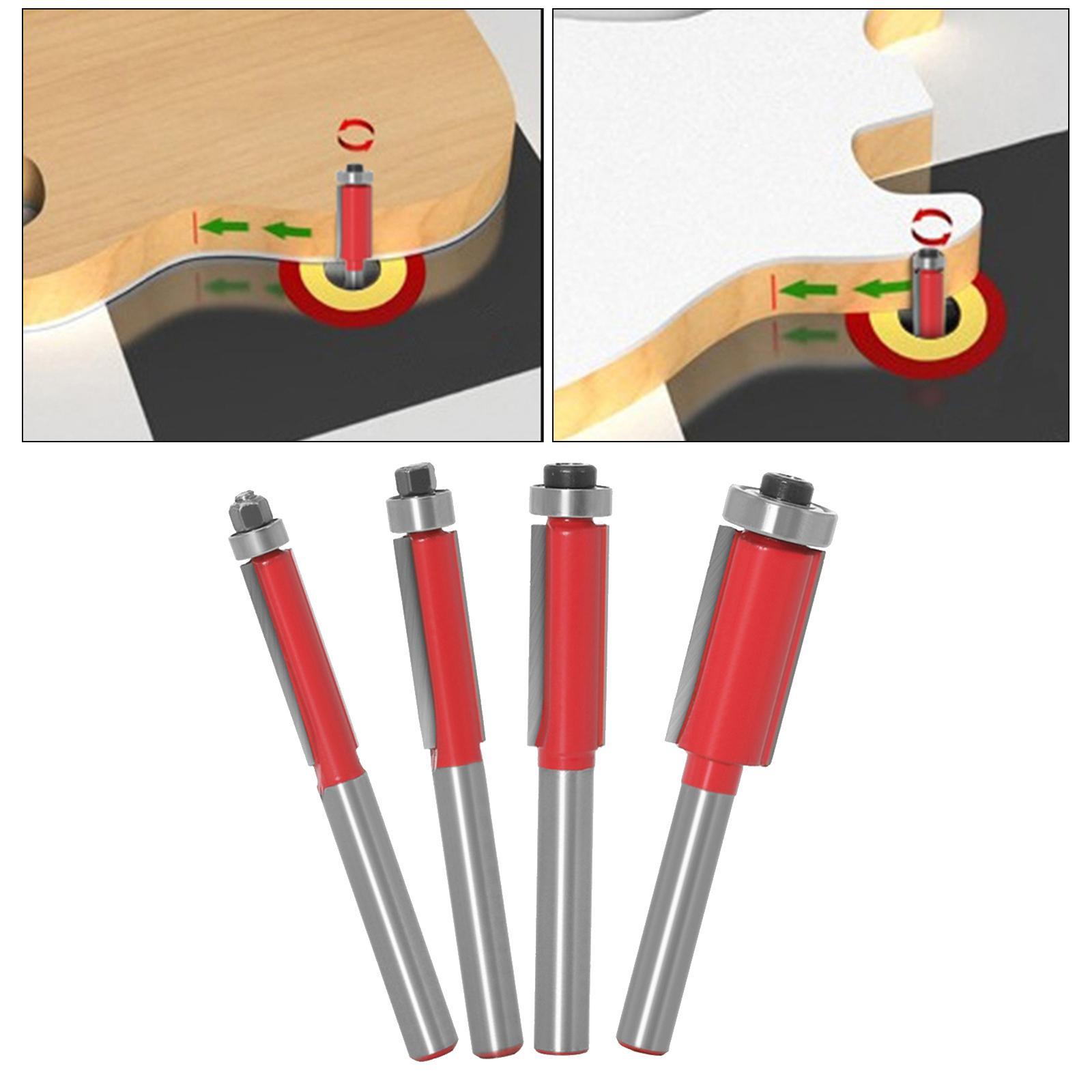 4pcs Woodworking Milling Cutter Slotting Cutter with Bearing Trimming Tool