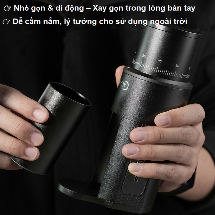 Máy xay hạt cà phê Espresso cầm tay, dùng pin thương hiệu Mỹ cao cấp HiBREW G5 MINI - Hàng chính hãng