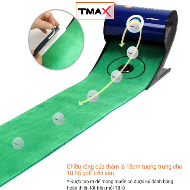 Thảm Tập Golf TMAX 2PUTTING tại nhà Nhỏ Gọn, Thiết Kế Độc Đáo Trả Lại Bóng Tập Luyện Hiệu Quả