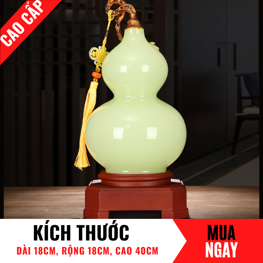 Hồ Lô Trang Trí Phong Thủy Bằng Đá Băng Ngọc Cao 40cm