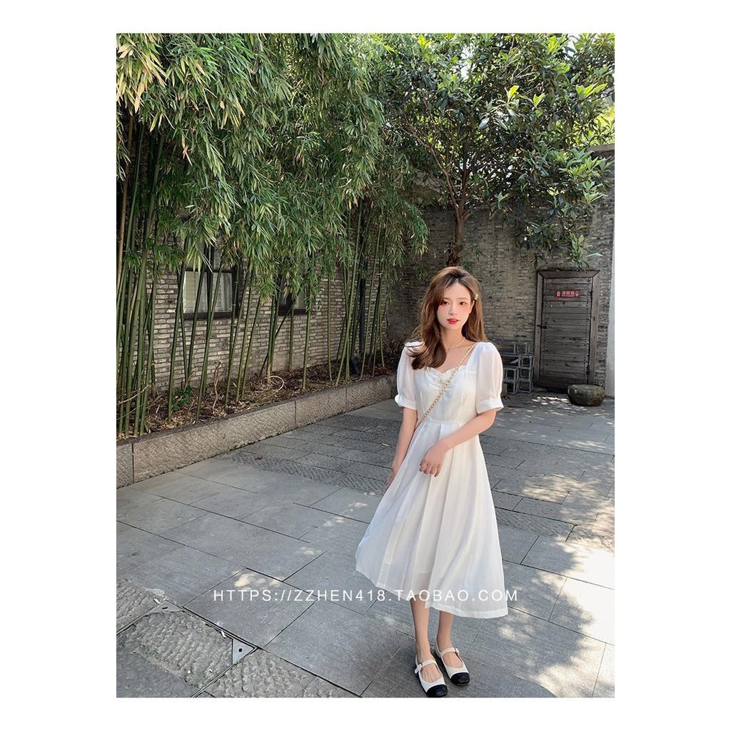 VÁY MAXI TRẮNG THÔ ĐŨI REN THÊU