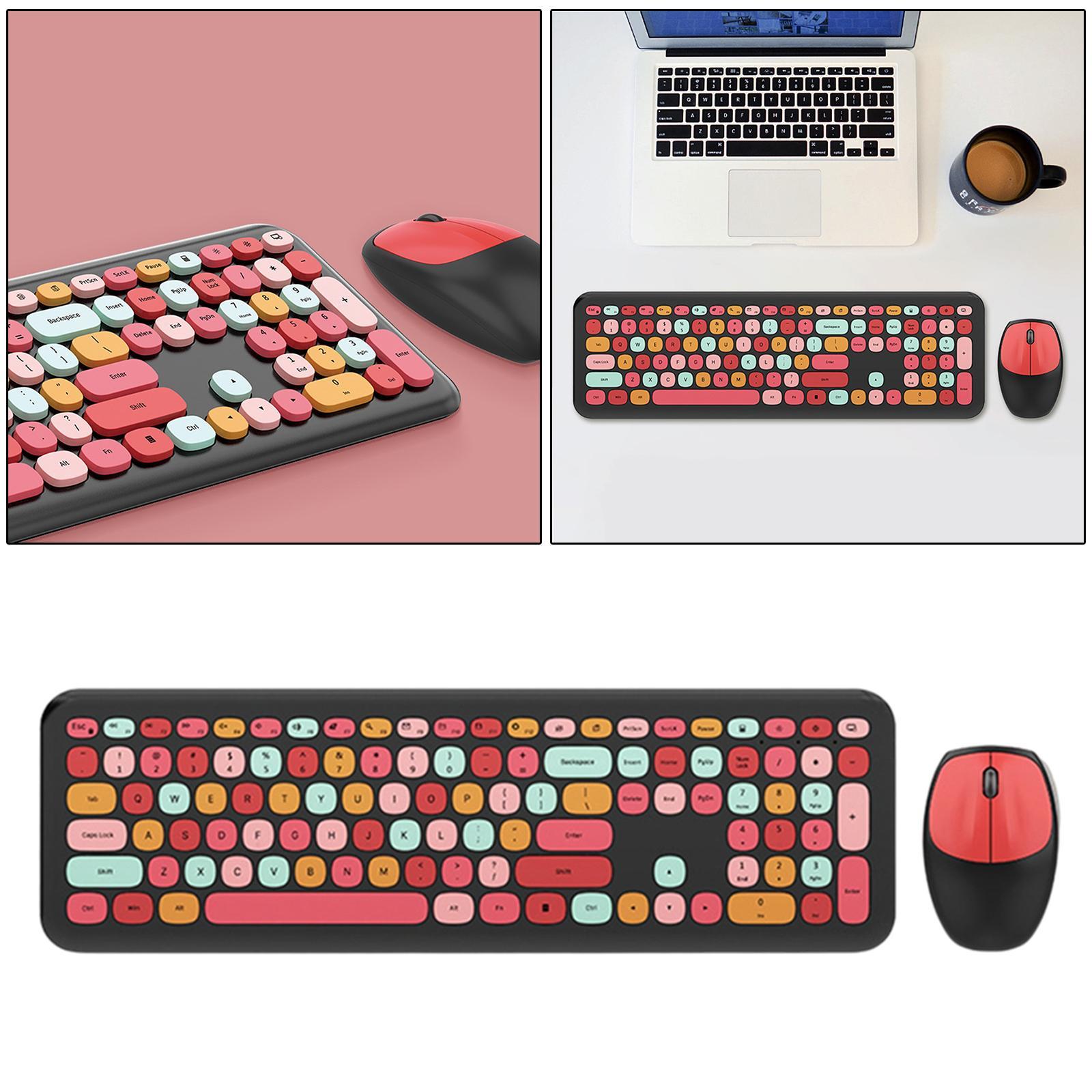 Mini Lovely Multicolor Wireless USB Keyboard & Mouse  for PC Laptop Black