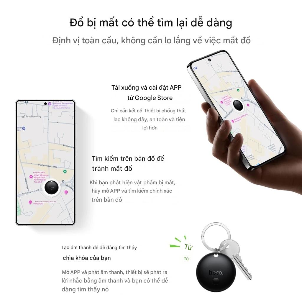 Định vị GPS Hoco E93A cho Android định vị toàn cầu không giới hạn khoảng cách, chống thất lạc đồ vật, sử dụng Google Find My Network - Hàng chính hãng