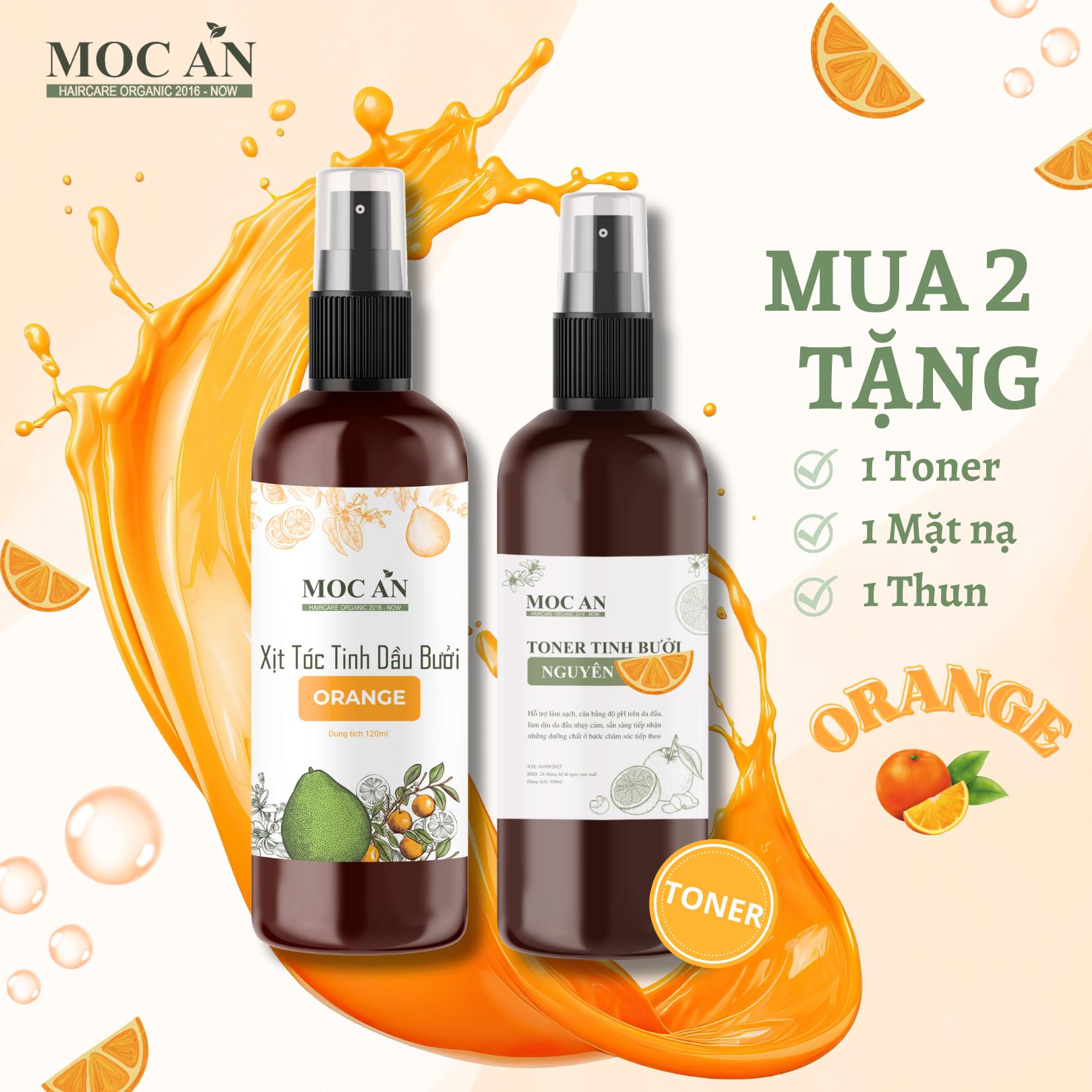 Xịt Kích Mọc Tóc Tinh Dầu Bưởi Cam Ngọt ( Orange ) 120ml Mộc Ân Haircare hỗ trợ giảm rụng, bảo vệ sợi tóc dưới ánh nắng