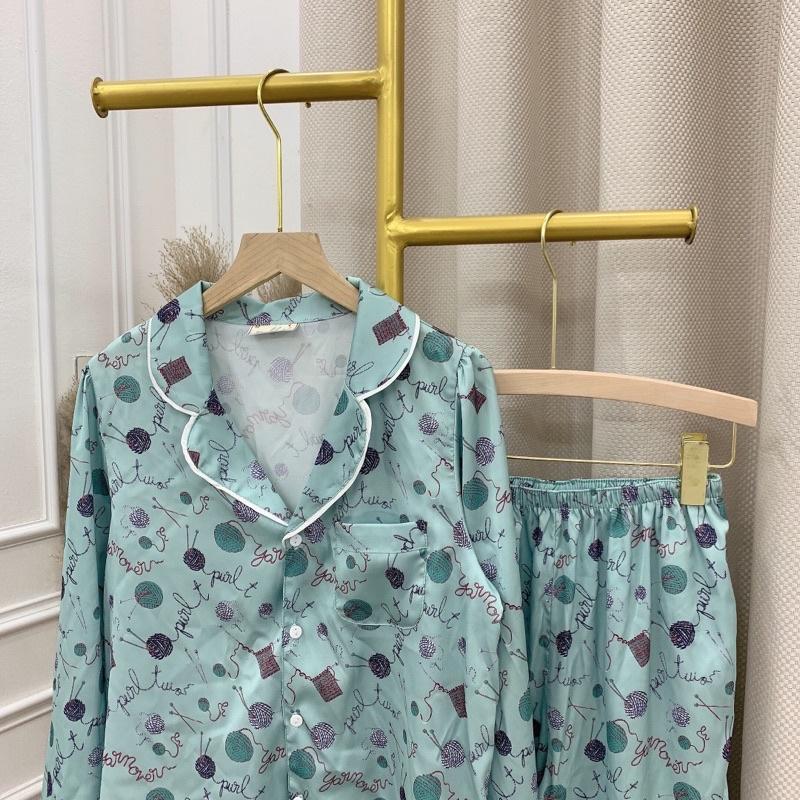 Bộ ngủ Pijama dài tay - Hoạ tiết xanh mint