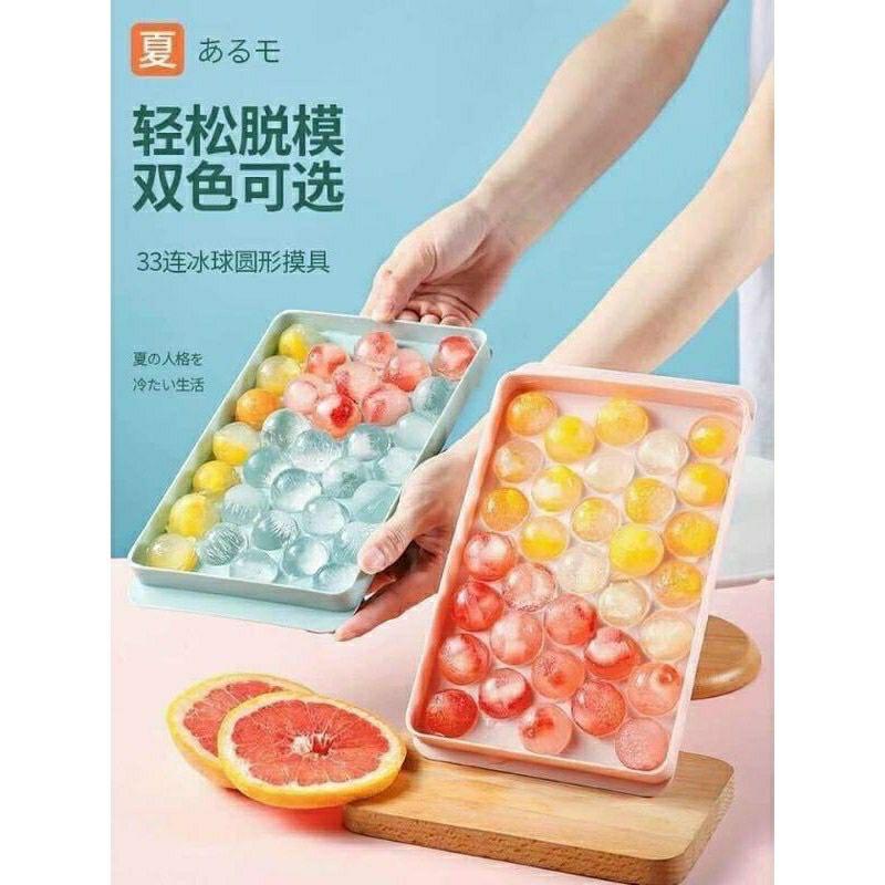 Khuôn thạch bi nhựa tròn làm hoa quả trái cây/ khuôn rau câu, khay đá viên tròn 33 viên