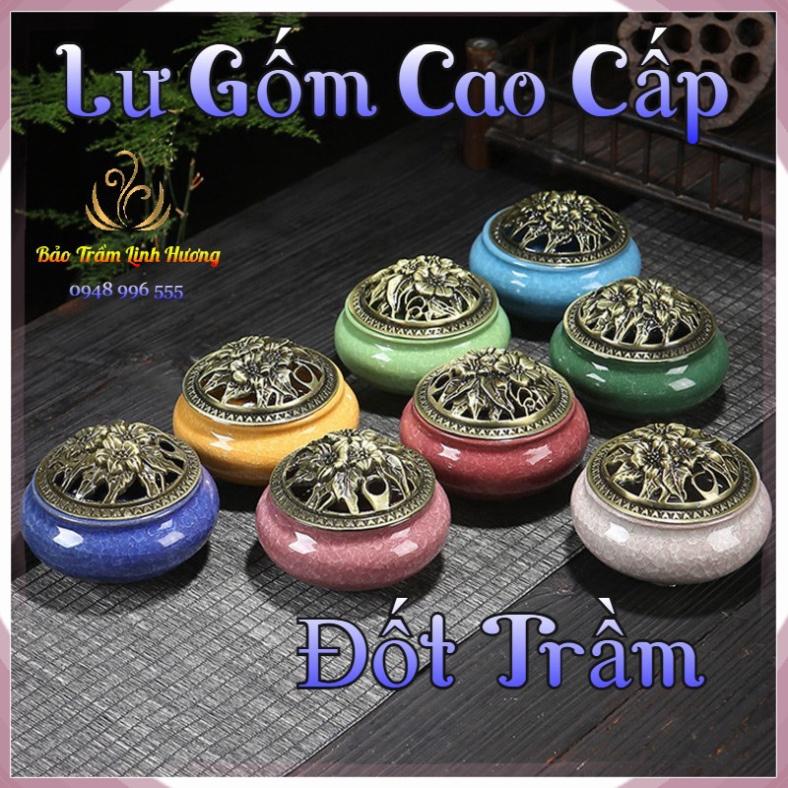 Lư Xông Trầm Hương - Đỉnh Đốt Nhang Bằng Gốm Vân Rạn Cao Cấp Thiết Kế Tinh Xảo Kèm Lót Bông Đế Chống Cháy bao_tram_linh_