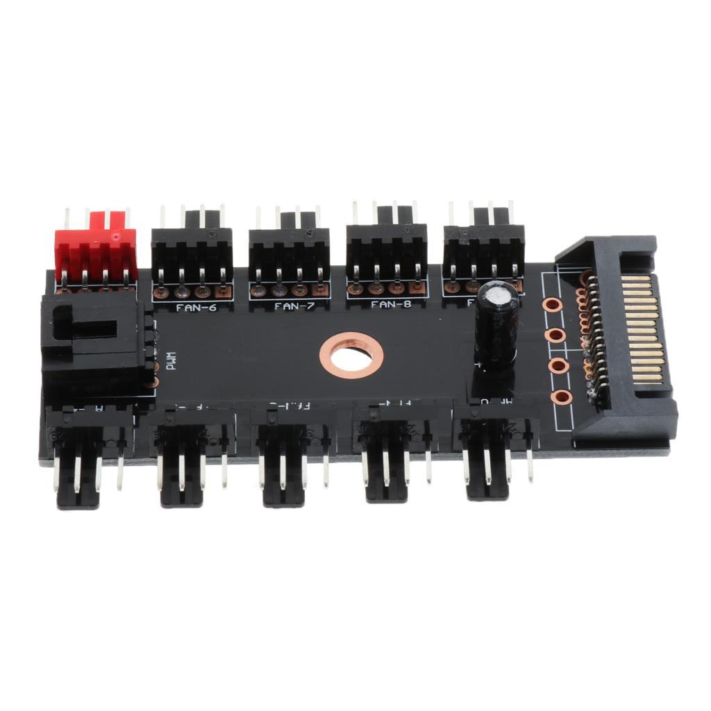 10Way PC PWM Cooling Fan Speed Controller 4/3-pin Power Socket Splitter