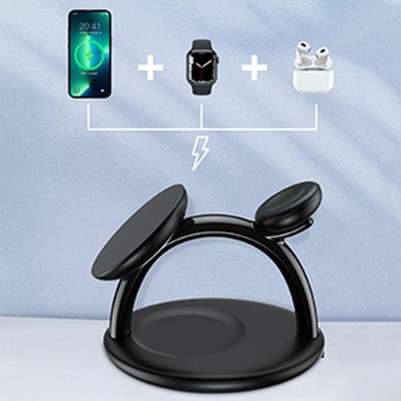Đế sạc không dây 3 in 1 Choetech T587-F dành cho điện thoại, tai nghe và đồng hồ thông minh