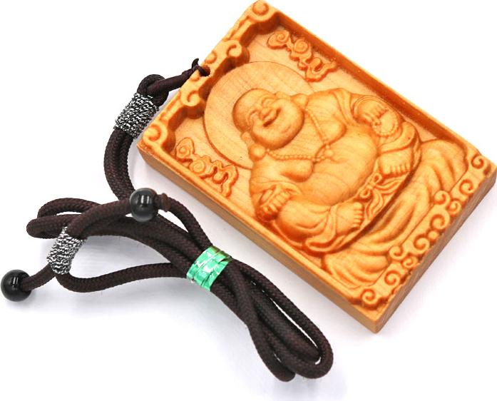 Vòng Cổ Mặt Gỗ Ngọc Am Khắc Phật Di Lặc MG25