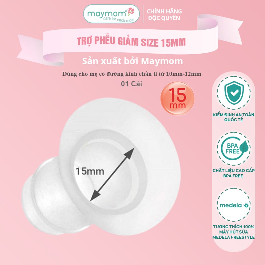 Trợ Phễu Maymom Size 13-15-17-19-21mm, Đệm Giảm Hạ Size Phễu Hút Sữa, Cup Vắt Sữa, Chất Liệu Silicone Êm Ái và An Toàn