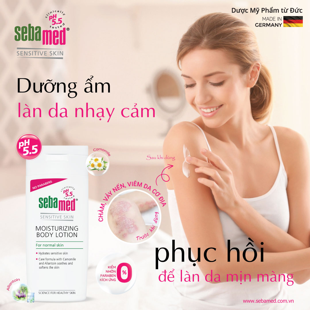 Sữa dưỡng thể cấp ẩm toàn thân cho da nhạy cảm Sebamed Moisturizing Body Lotion pH5.5